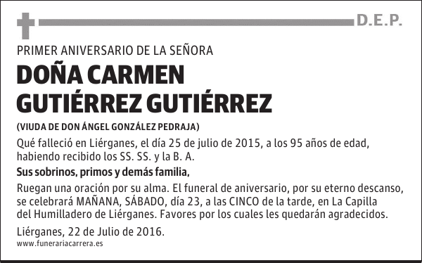 DOÑA CARMEN GUTIÉRREZ GUTIÉRREZ