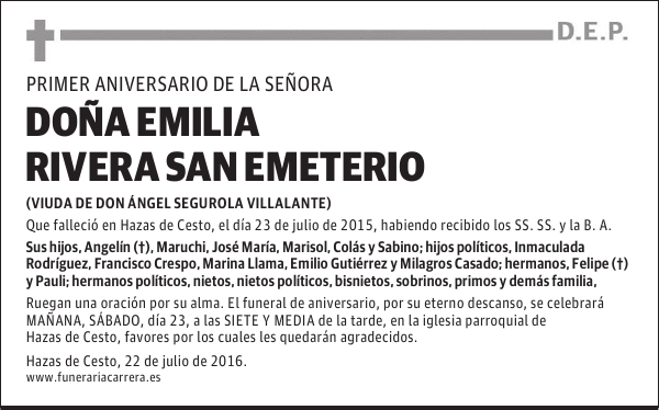 DOÑA EMILIA RIVERA SAN EMETERIO