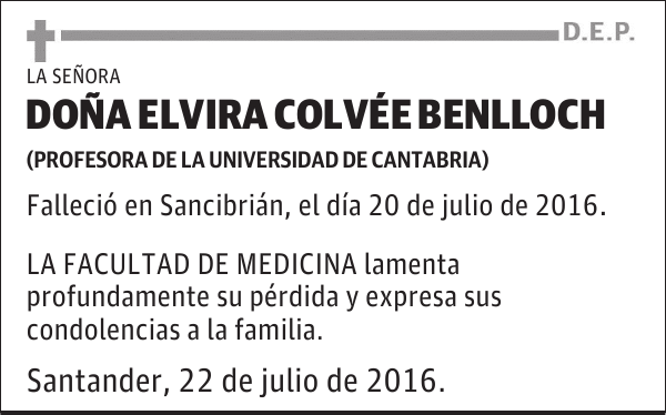 DOÑA ELVIRA COLVÉE BENLLOCH