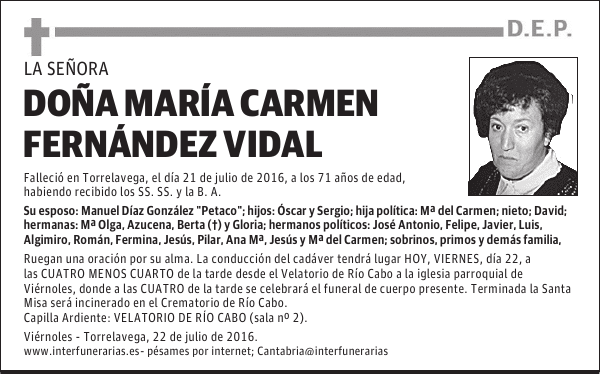 DOÑA MARÍA. CARMEN FERNÁNDEZ VIDAL