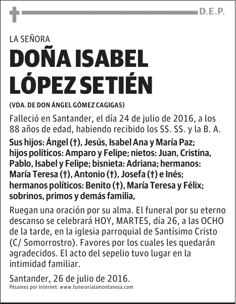 Doña Isabel López Setién