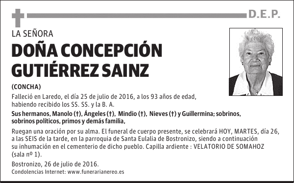 DOÑA CONCEPCIÓN GUTIÉRREZ SAINZ