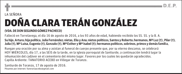 DOÑA CLARA TERÁN GONZÁLEZ