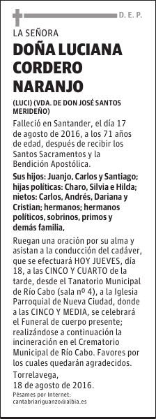 DOÑA LUCIANA CORDERO NARANJO