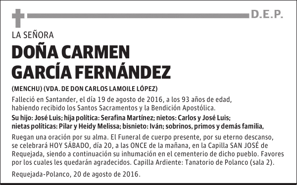 DOÑA CARMEN GARCÍA FERNÁNDEZ