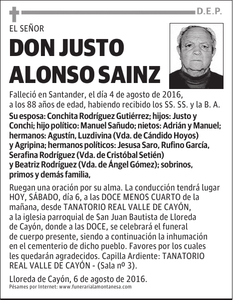 Don Justo Alonso Sainz