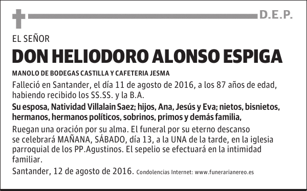 DON HELIODORO ALONSO ESPIGA