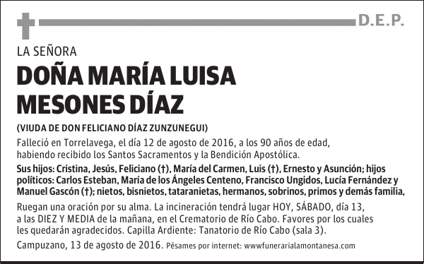 Doña María Luisa Mesones Diaz
