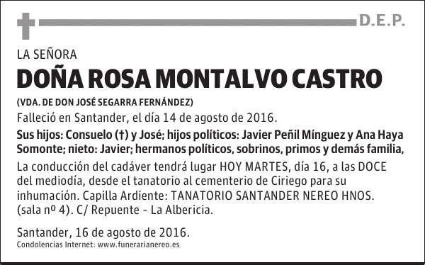 DOÑA ROSA MONTALVO CASTRO