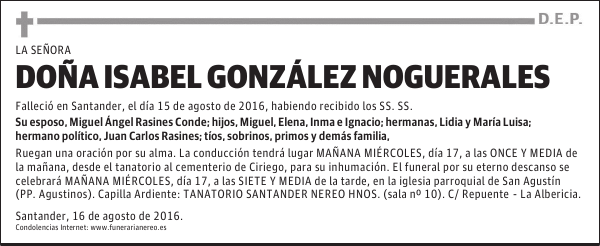 DOÑA ISABEL GONZÁLEZ NOGUERALES
