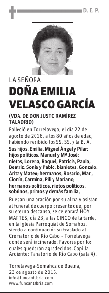 DOÑA EMILIA VELASCO GARCÍA