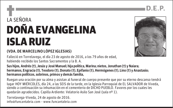 DOÑA EVANGELINA ISLA RUIZ