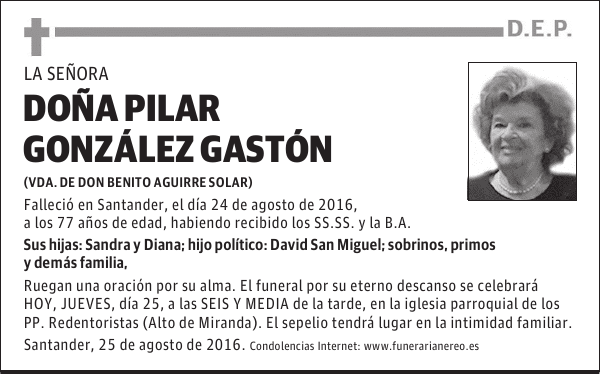 DOÑA PILAR GONZALEZ GASTON