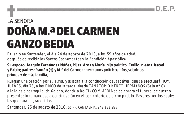 DOÑA M. DEL CARMEN GANZO BEDIA