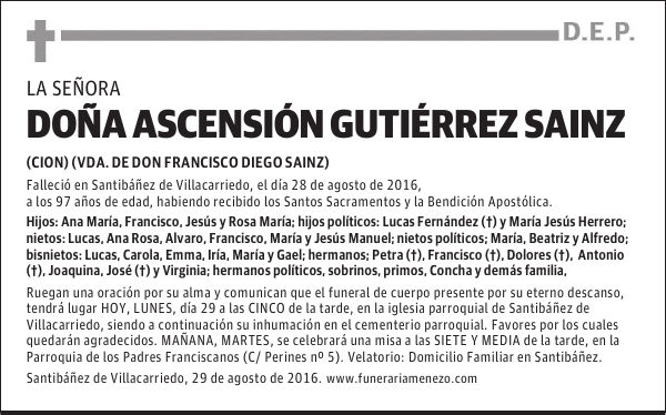 DOÑA ASCENSIÓN GUTIÉRREZ SAINZ