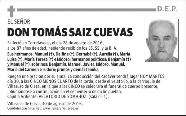 DON TOMÁS SAIZ CUEVAS