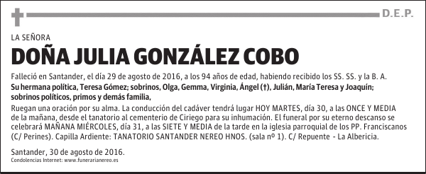 DOÑA JULIA GONZÁLEZ COBO