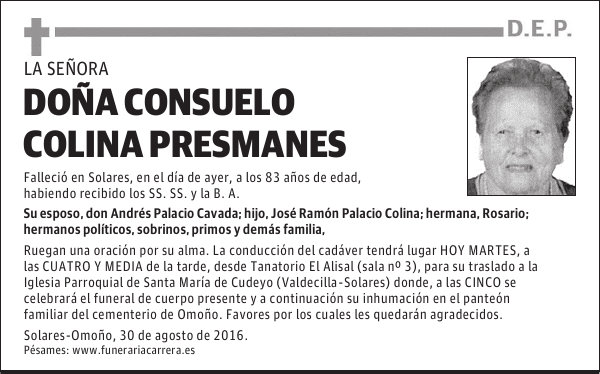 DOÑA CONSUELO COLINA PRESMANES
