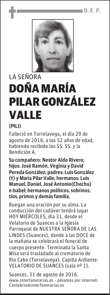 DOÑA MARÍA PILAR GONZÁLEZ VALLE