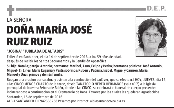 DOÑA MARÍA JOSÉ RUIZ RUIZ