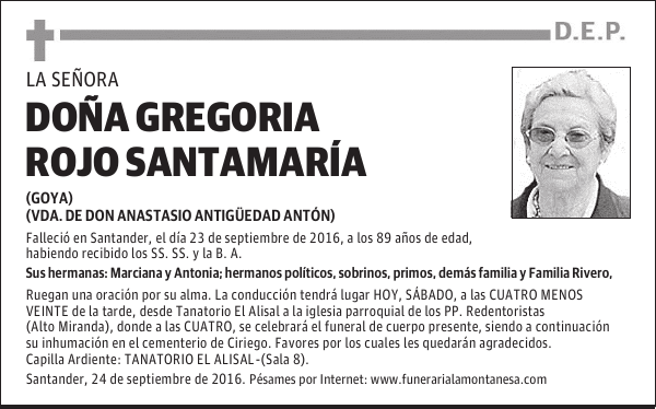 Doña Gregoria Rojo Santamaría