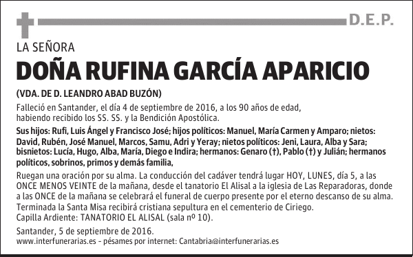 DOÑA RUFINA GARCÍA APARICIO