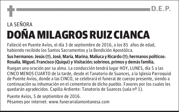 Doña Milagros Ruiz Cianca