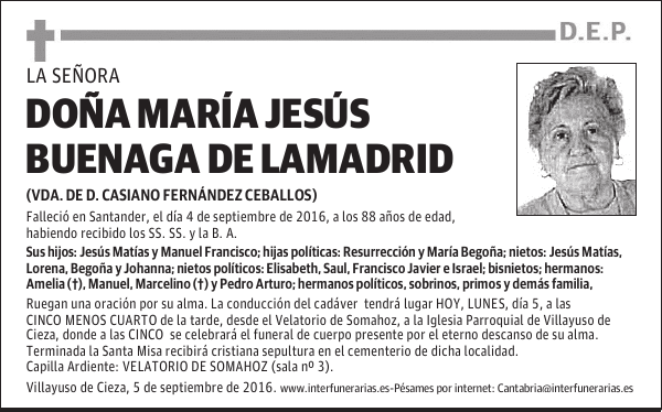 DOÑA MARÍA JESÚS BUENAGA DE LAMADRID