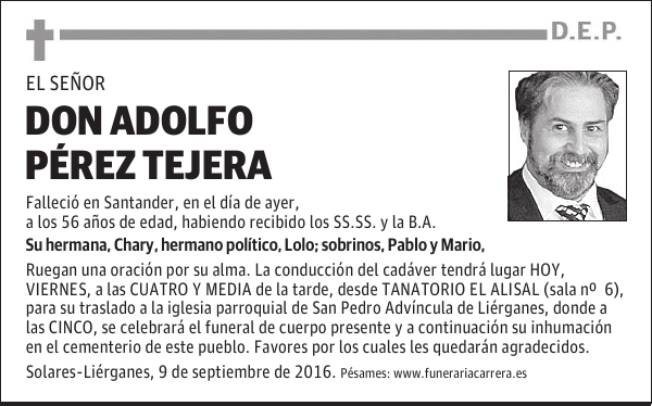 DON ADOLFO PÉREZ TEJERA