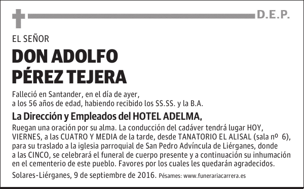 DON ADOLFO PÉREZ TEJERA