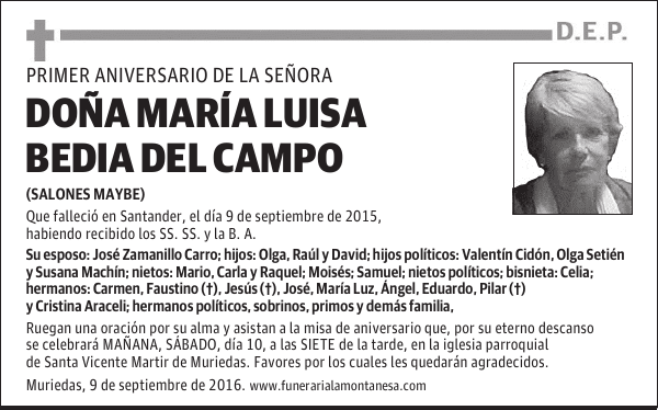 Doña María Luisa Bedia del Campo
