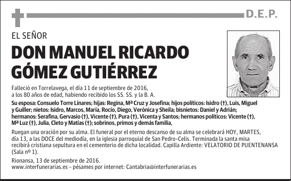 D. MANUEL RICARDO GÓMEZ GUTIÉRREZ