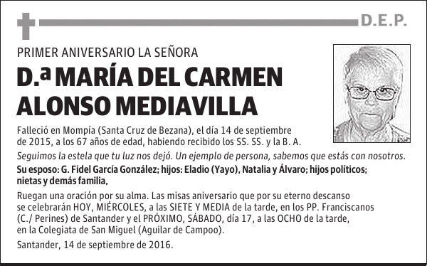 DOÑA MARÍA DEL CARMEN ALONSO MEDIAVILLA