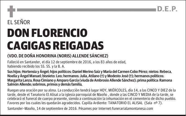 Don Florencio Cagigas Reigadas
