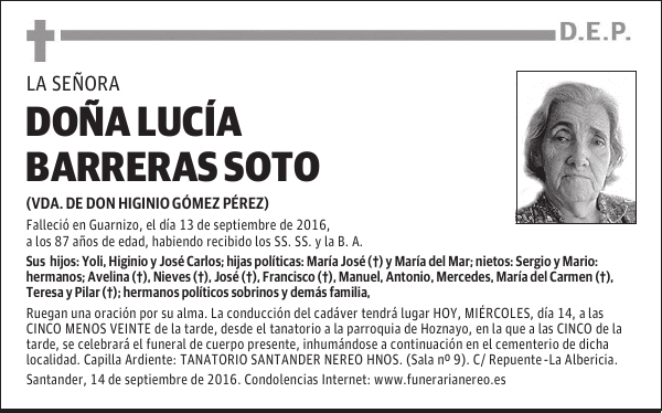 DOÑA LUCIA BARRERAS SOTO