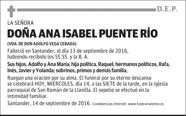 DOÑA ANA ISABEL PUENTE RIO