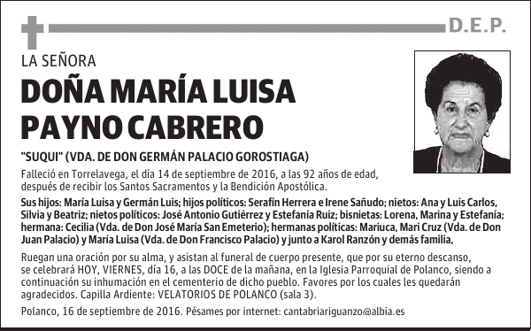 DOÑA MARÍA LUISA PAYNO CABRERO