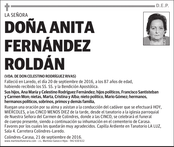 Dª ANITA FERNÁNDEZ ROLDAN