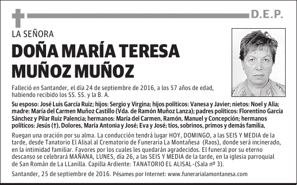 Doña María Teresa Muñoz Muñoz