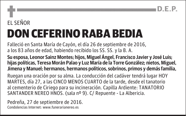 DON CEFERINO RABA BEDIA