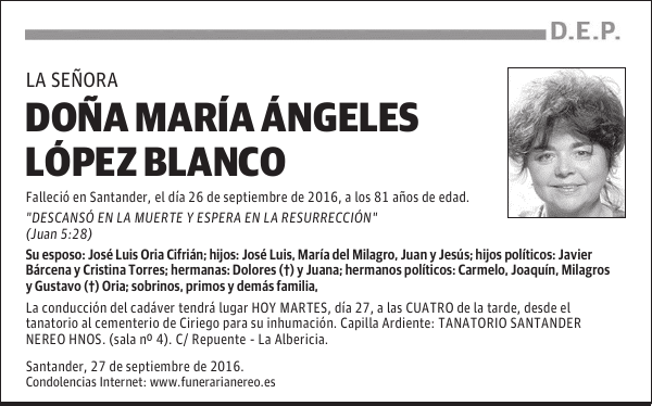 DOÑA MARÍA ÁNGELES LÓPEZ BLANCO