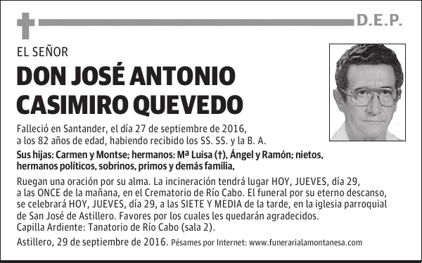 Don José Antonio Casimiro Quevedo