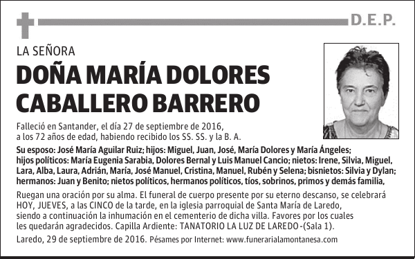 Doña María Dolores Caballero Barrero