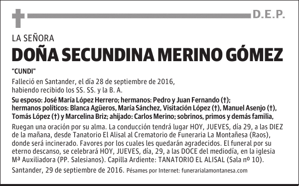 Doña Secundina Merino Gómez