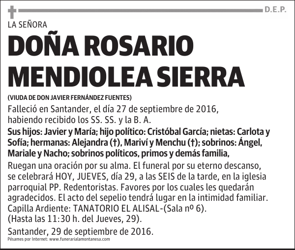 Doña Rosario Mendiolea Sierra