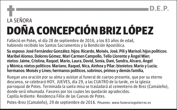 Dña. CONCEPCIÓN BRIZ LÓPEZ