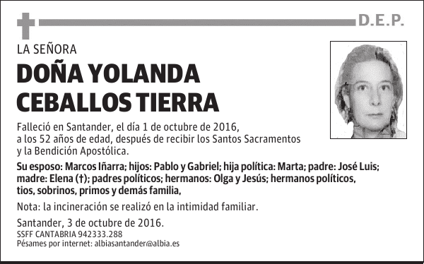 DOÑA YOLANDA CEBALLOS TIERRA