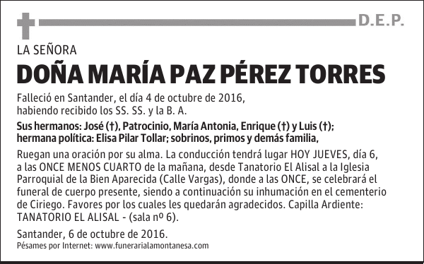 DOÑA MARÍA PAZ PÉREZ TORRES