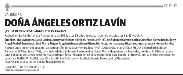 DOÑA ÁNGELES ORTIZ LAVÍN