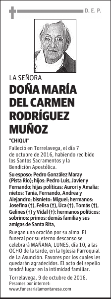 Doña María del Carmen Rodríguez Muñoz